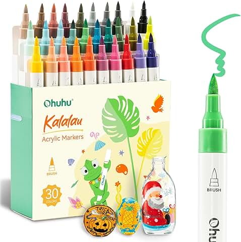 30-Color Waterproof Acrylic Paint Markers for Various Surfaces
