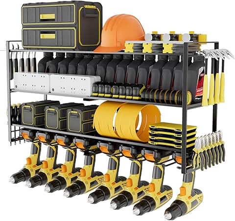 Wall Mount Power Tool Organizer with 4 Layers and 8 Slots