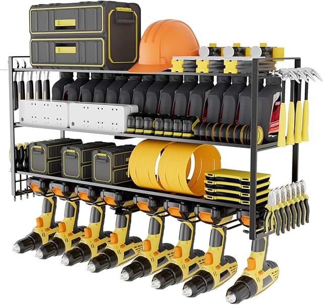 Wall Mount Power Tool Organizer with 4 Layers and 8 Slots