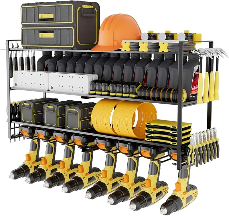 Wall Mount Power Tool Organizer with 4 Layers and 8 Slots