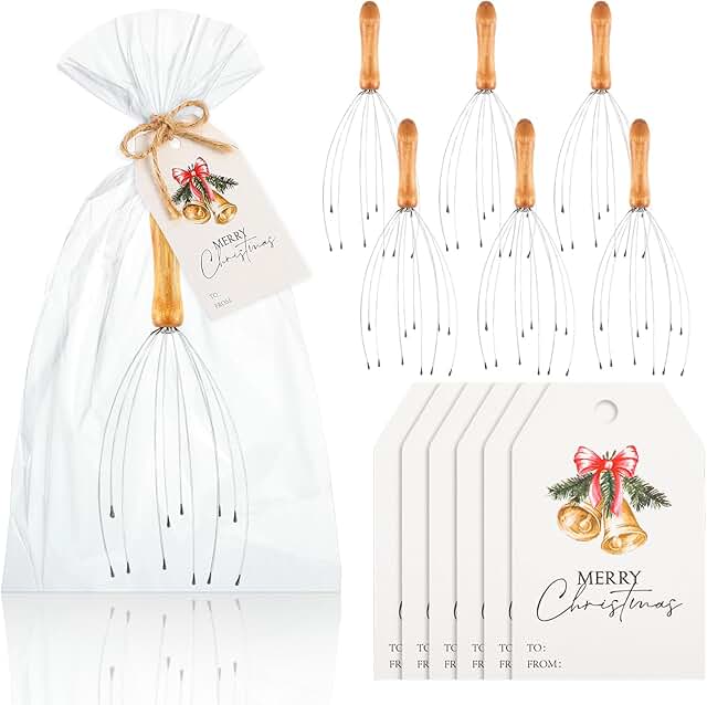 Six Christmas Head Massagers with Greeting Cards