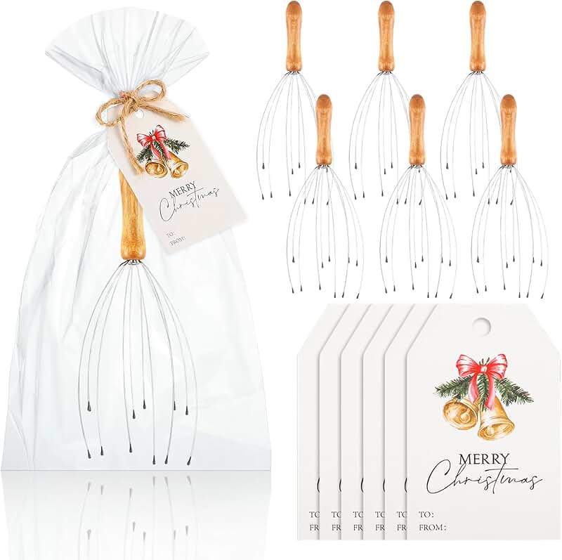 Six Christmas Head Massagers with Greeting Cards