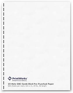 Pre-Punched 19-Hole Comb Binding Paper, 500 Sheets