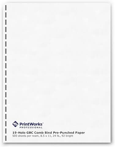 Pre-Punched 19-Hole Comb Binding Paper, 500 Sheets