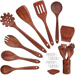 16-Piece Wooden Kitchen Utensil Set with Spoon Rest