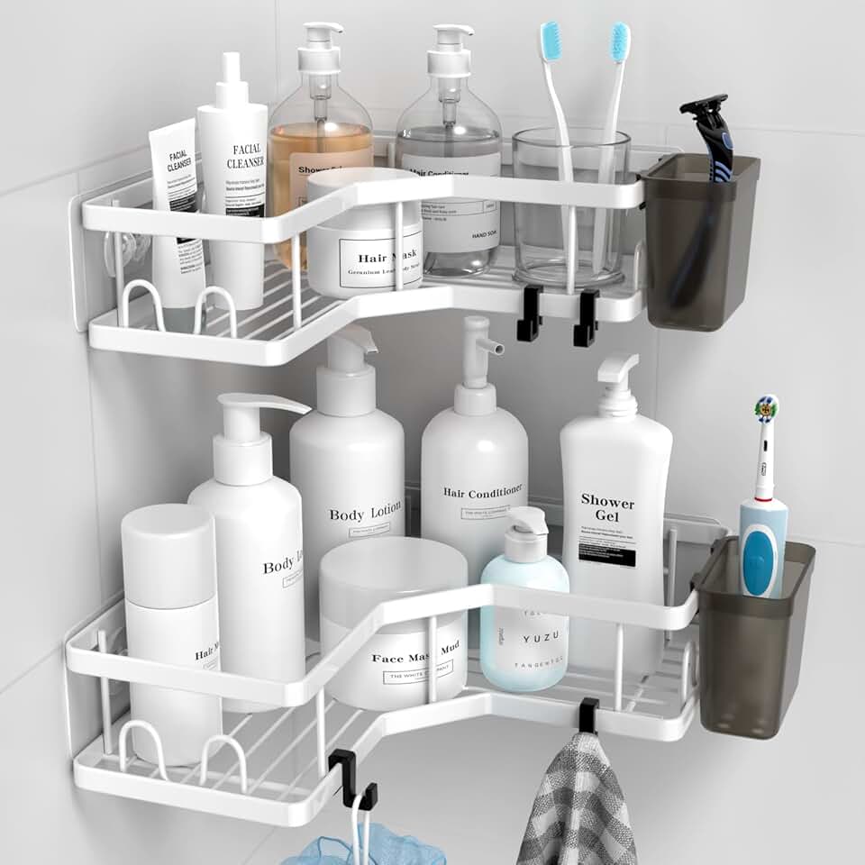 Corner Shower Caddy Organizer Shelf, 2 Pack