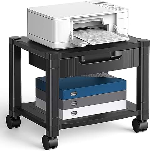 Printer Stand with Storage Drawer and Locking Wheels