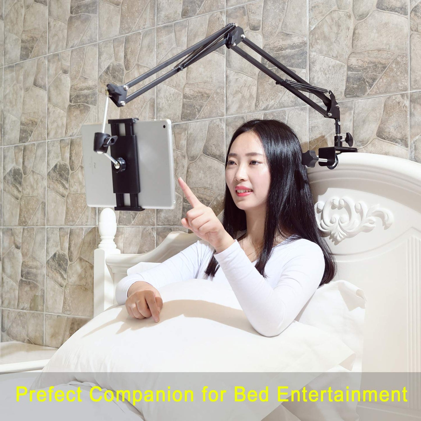 Tablet Stand for Bed,360 Degree Rotating Bed Tablet Mount Holder Stand with Aluminum Arm for iPad,iPhoneXS,N-Switch, Kindle ,or Other 4~11 inch Devices