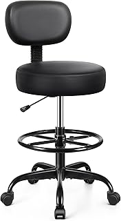 Adjustable Drafting Chair with Backrest and Wheels