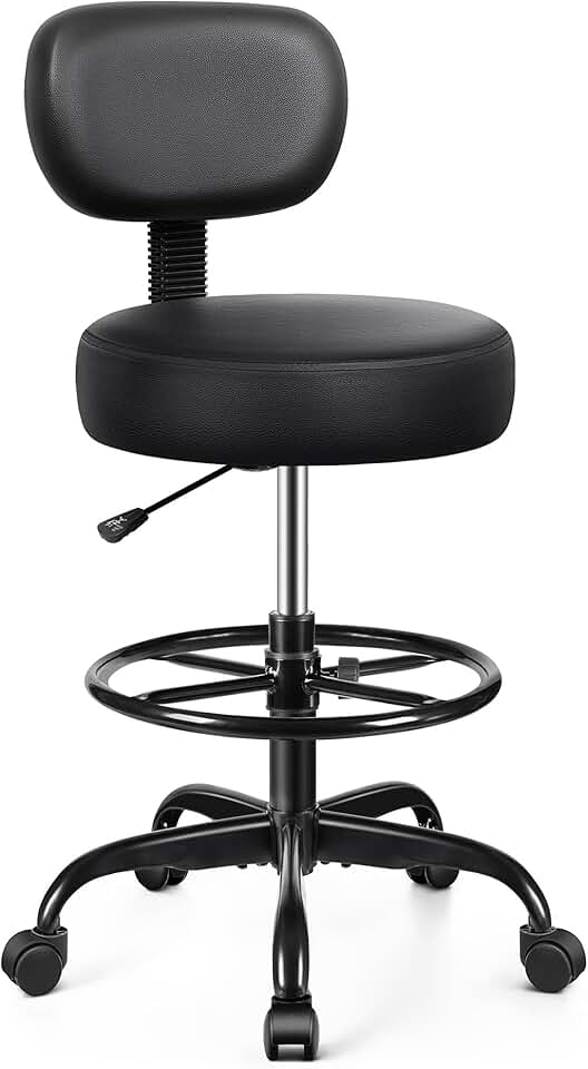 Adjustable Drafting Chair with Backrest and Wheels