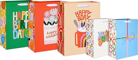 Birthday and Occasion Gift Bags, 5 Pack
