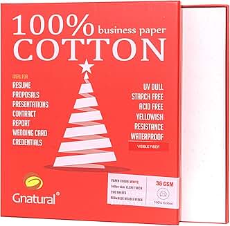 White 8.5x11 inch 36GSM Cotton Business Paper, 200 Sheets
