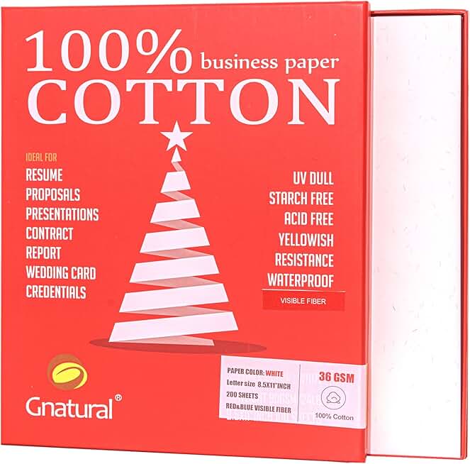 White 8.5x11 inch 36GSM Cotton Business Paper, 200 Sheets