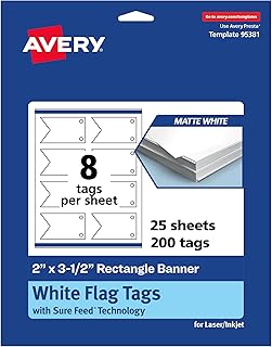 Printable 2x3.5-inch rectangle banner tags, 200 sheets