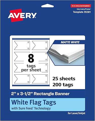Printable 2x3.5-inch rectangle banner tags, 200 sheets