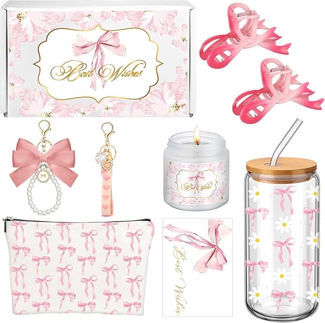 9-Piece Gift Set for Women with Candle, Hair Clips, and More
