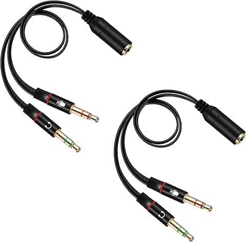 2 Pack 3.5mm Headphone Splitter for Computer