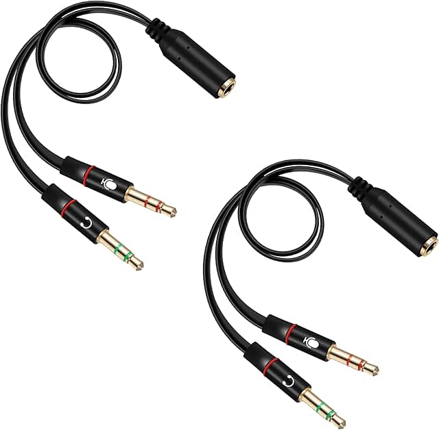 2 Pack 3.5mm Headphone Splitter for Computer