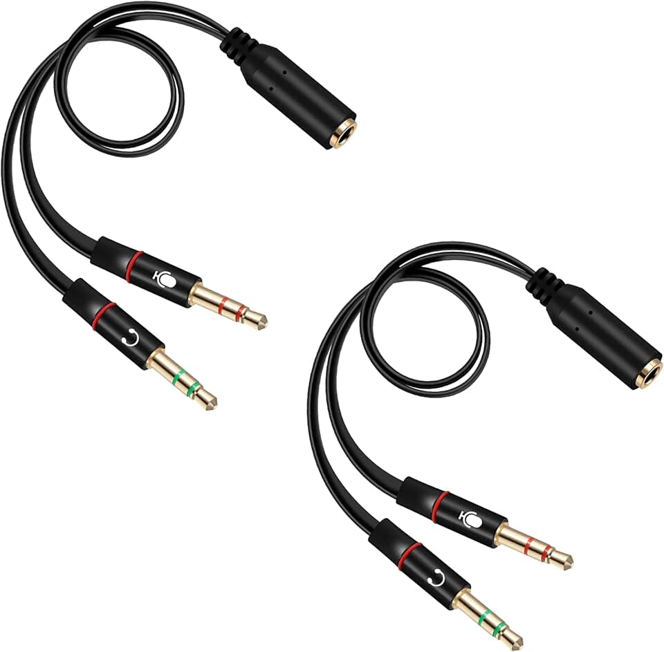 2 Pack 3.5mm Headphone Splitter for Computer