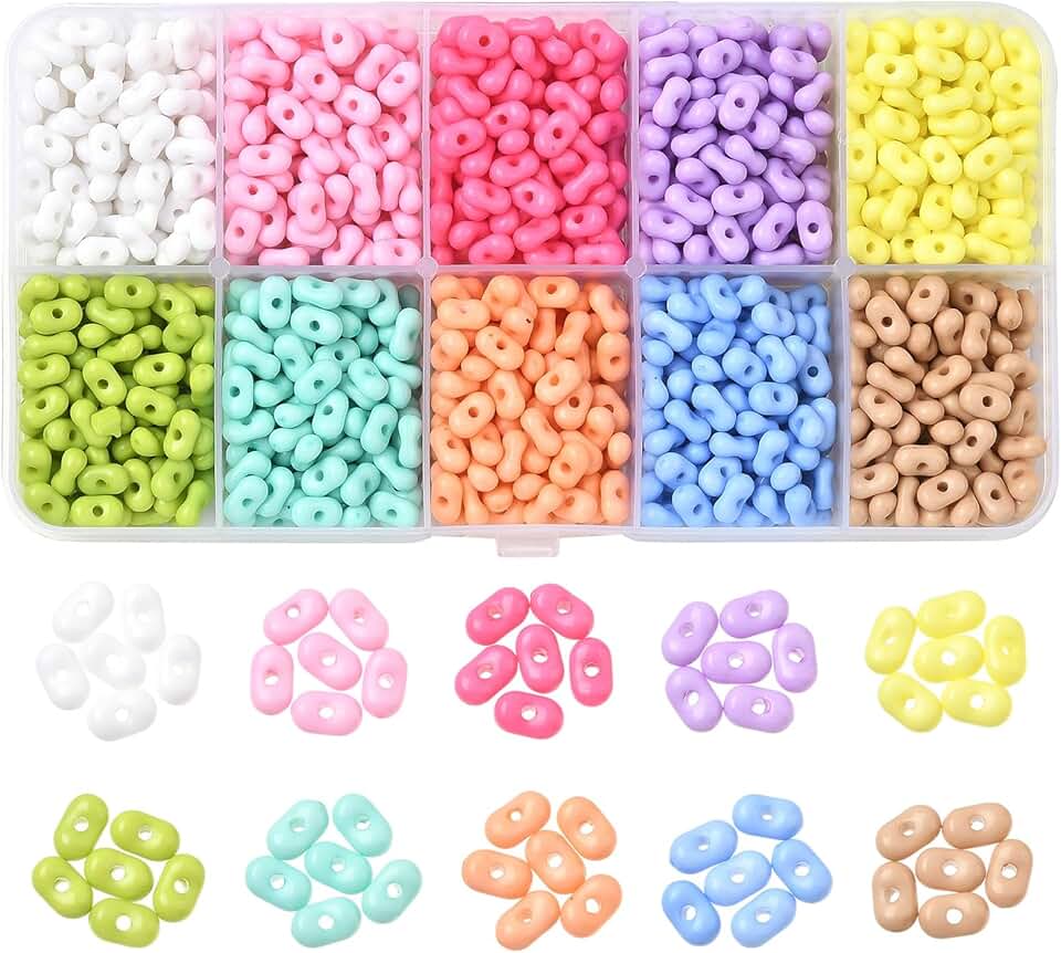 1000pcs 10 Colors 3-6mm Peanut Acrylic Beads for Crafts