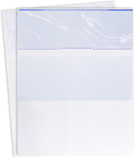Business Check Paper, 100 Sheets, Security Features
