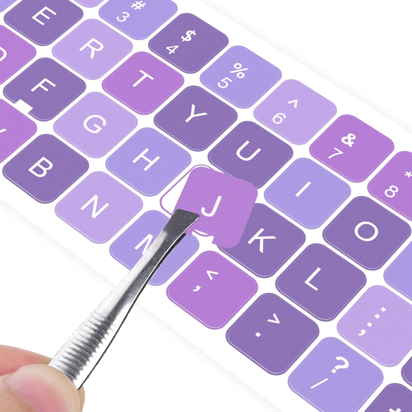 Two English Keyboard Stickers with Tweezer in Purple