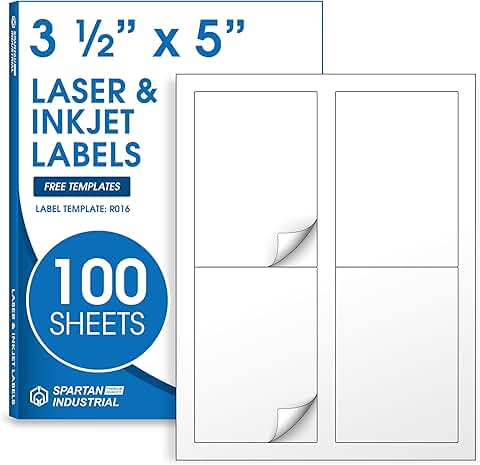 Matte White Printable Labels, 3.5" x 5", 100 Sheets