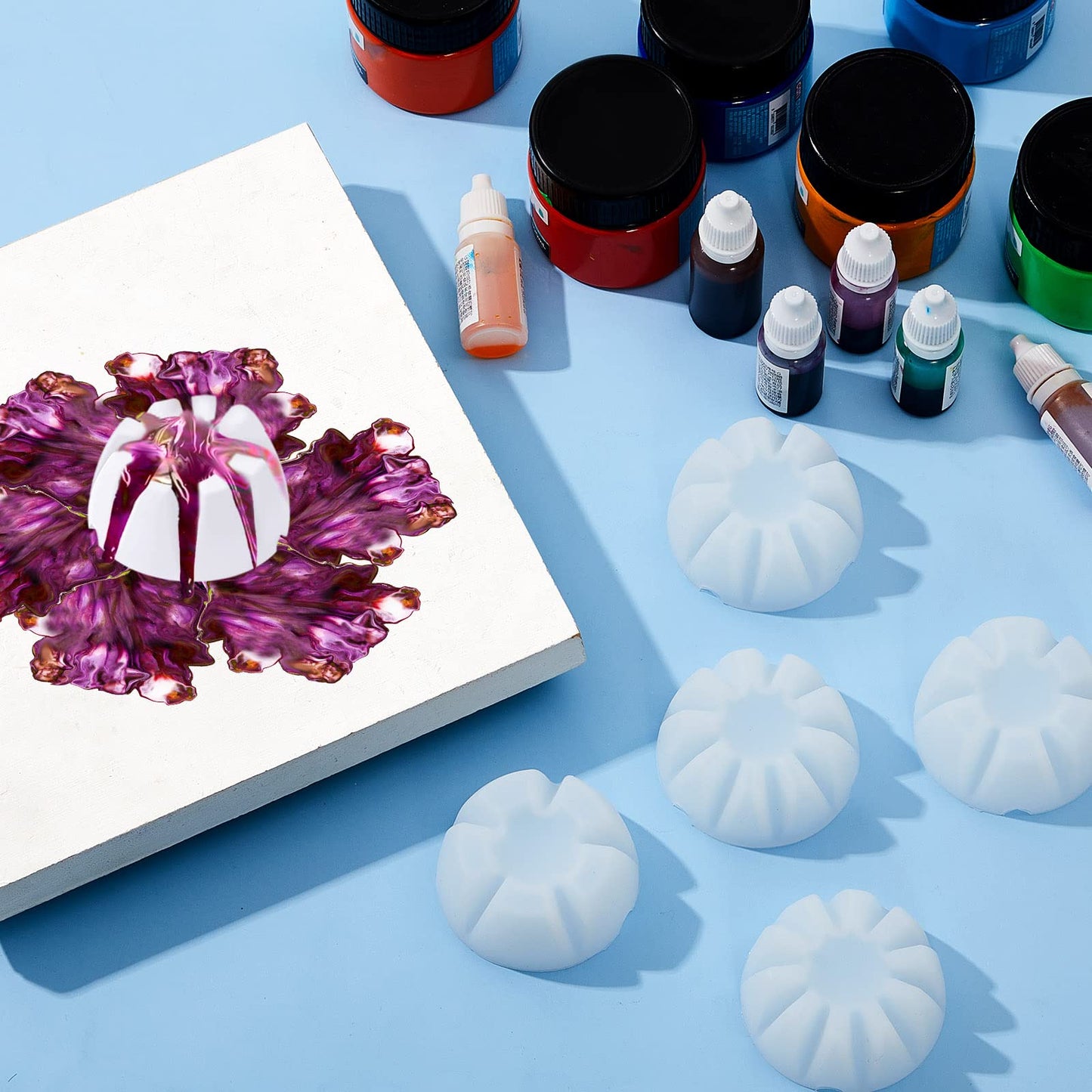 6 Pieces Flower Pour Cups for Paint Pouring White