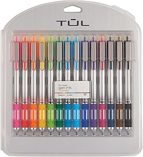 Retractable Gel Pens, Medium Point, 0.7 mm, Silver Barrel, 14 Pack