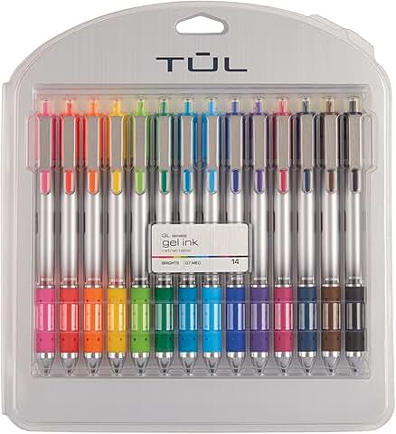 Retractable Gel Pens, Medium Point, 0.7 mm, Silver Barrel, 14 Pack