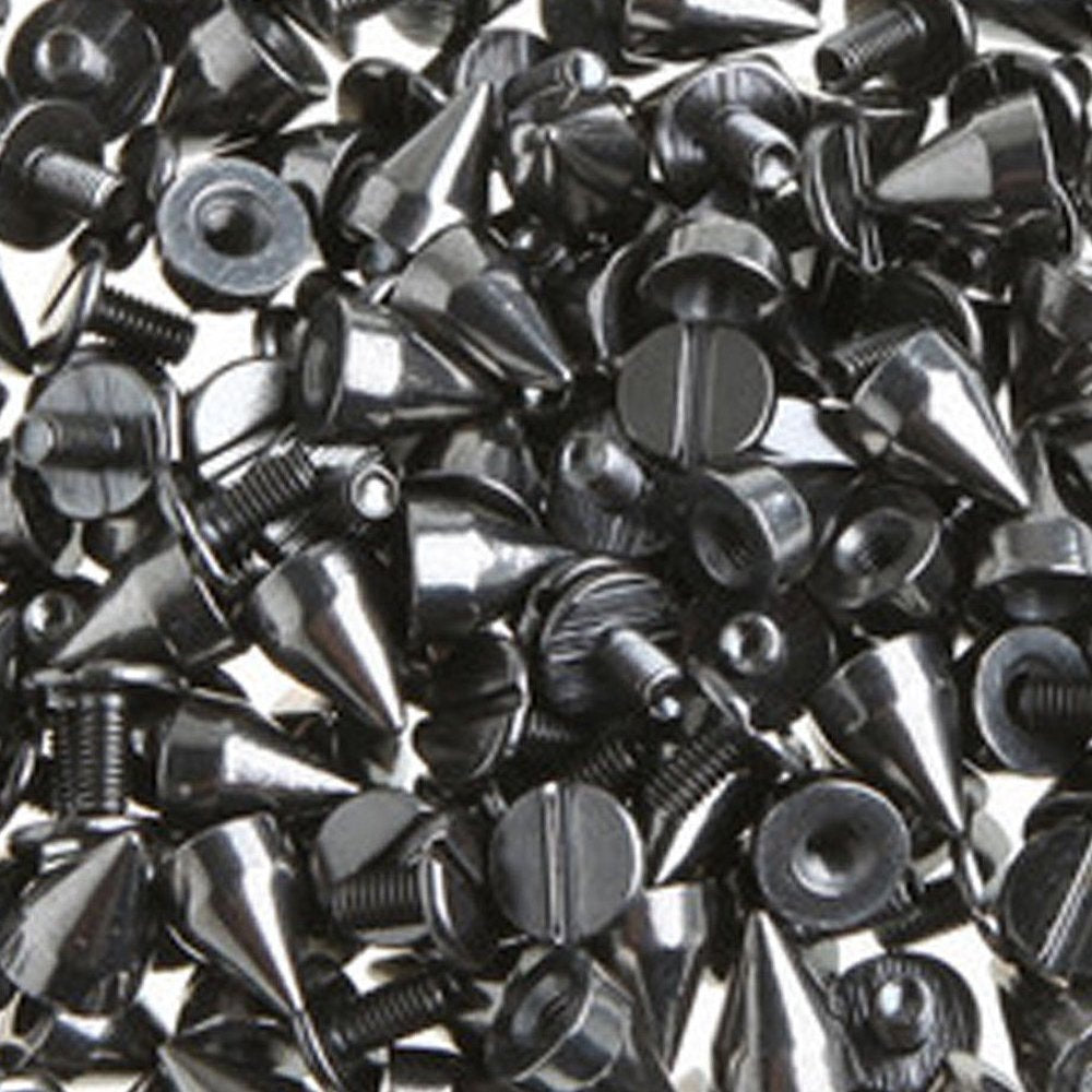 50 Sets of 9MM Black Gunmetal Bullet Cone Spike Studs