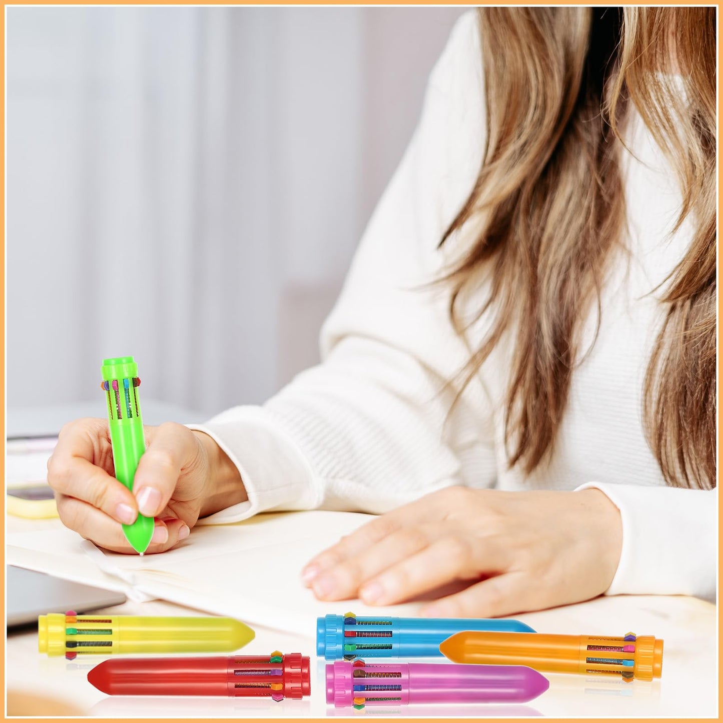 Set of 24 Colorful Retractable Ballpoint Pens