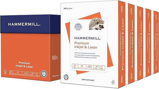 Premium 24 lb Inkjet and Laser Printer Paper, 8.5 x 11, 5 Reams