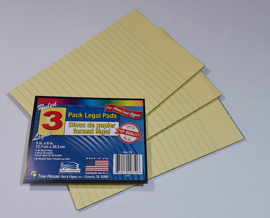 Legal Ruled Notepads Set of Three