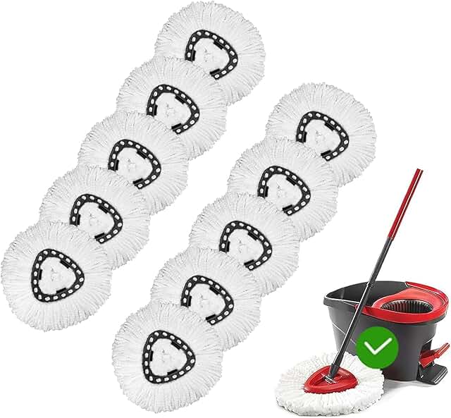 10 Pack Microfiber Spin Mop Replacement Heads