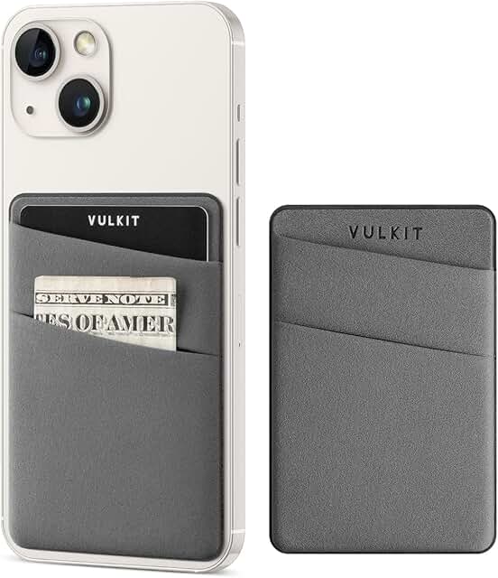 Slim elastic adhesive phone card holder in grey