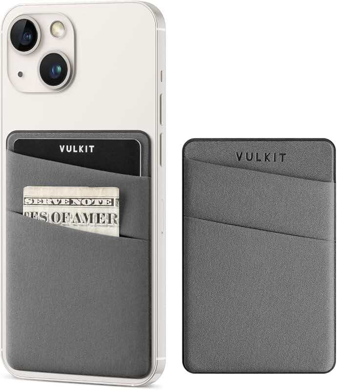 Slim elastic adhesive phone card holder in grey