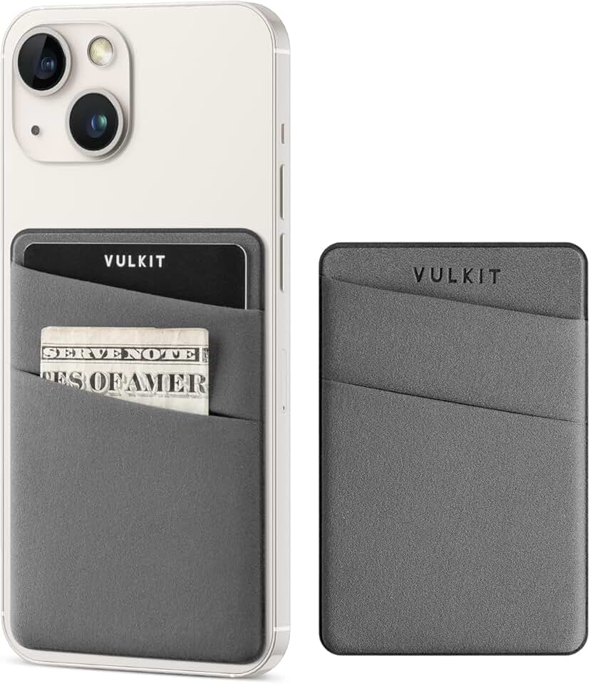 Slim elastic adhesive phone card holder in grey