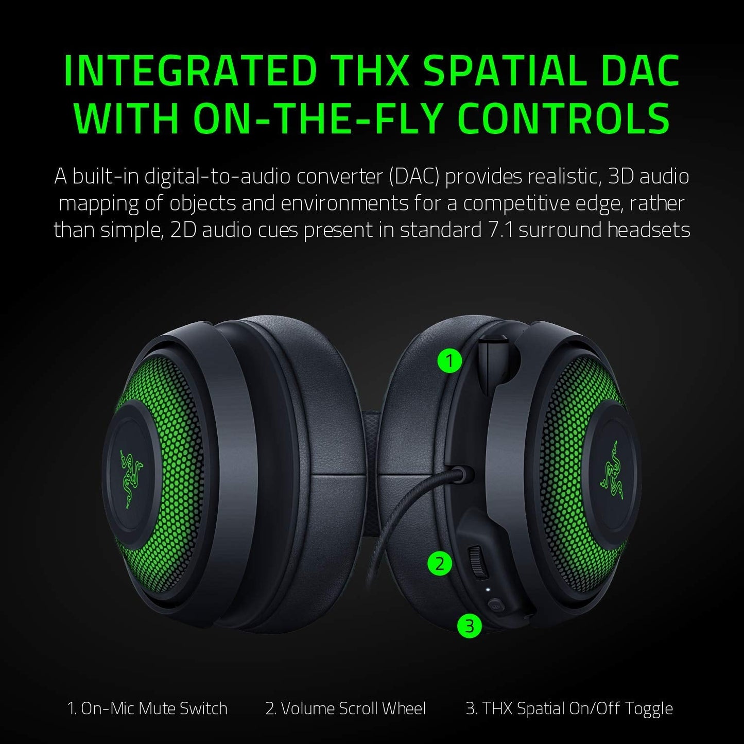 Kraken Ultimate RGB USB Gaming Headset: THX 7.1 Spatial Surround Sound - Chroma RGB Lighting - Retractable Active Noise Cancelling Mic - Aluminum & Steel Frame - for PC & Mac - Classic Black