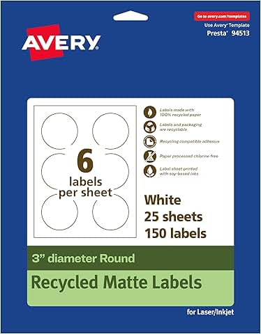 Matte White Recycled Round Labels, 3-inch, 150 Pack