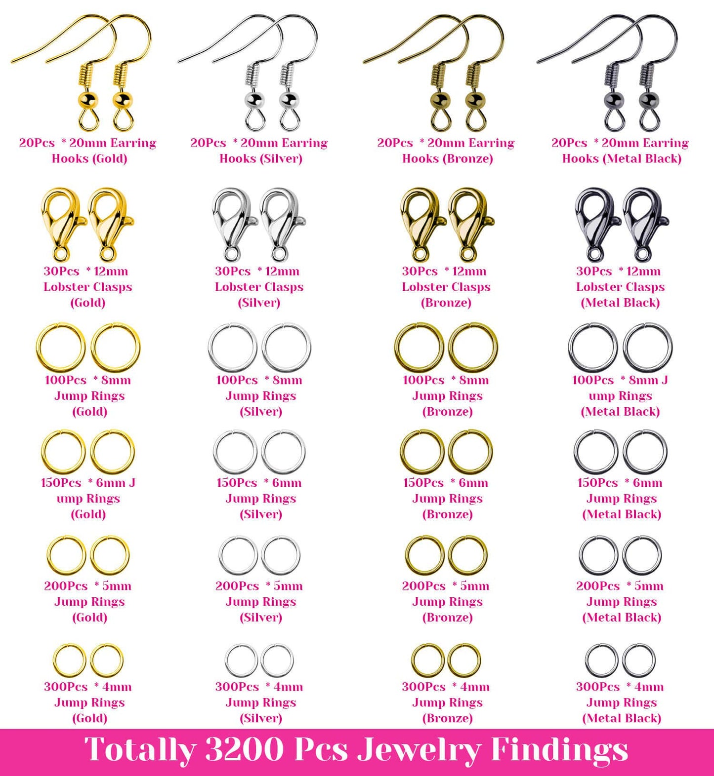 Jewelry Repair Kit with Jump Rings Clasps and Hooks