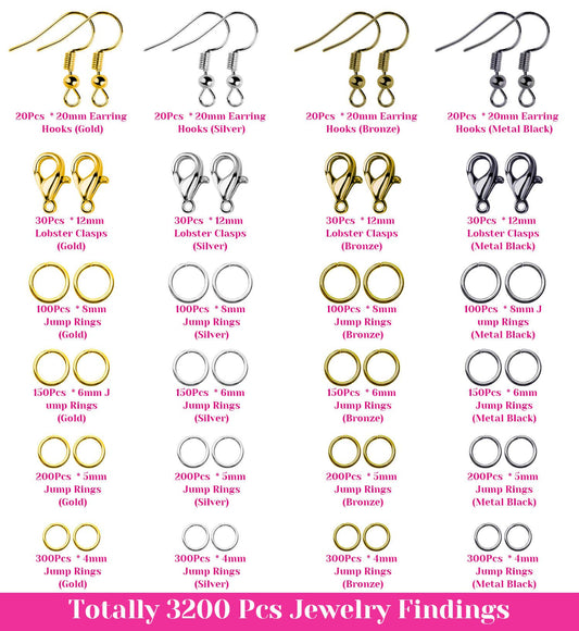 Jewelry Repair Kit with Jump Rings Clasps and Hooks