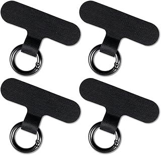 Set of four non-adhesive phone lanyard patches in black