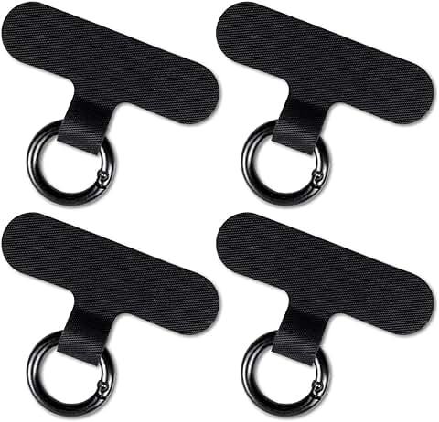 Set of four non-adhesive phone lanyard patches in black