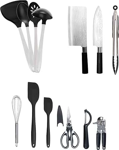 Set of 14 silicone kitchen utensils for nonstick cookware