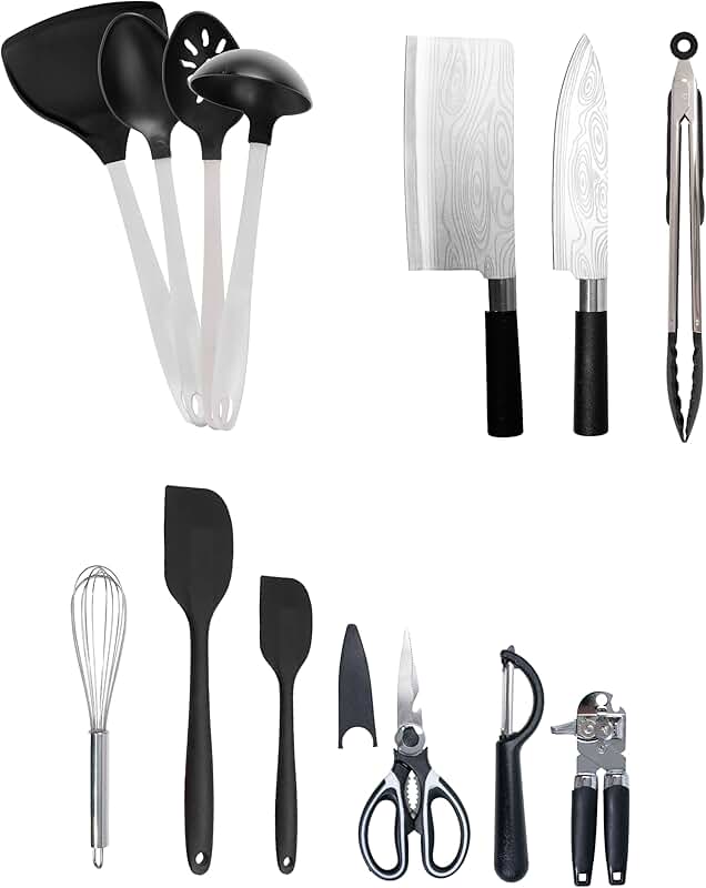 Set of 14 silicone kitchen utensils for nonstick cookware