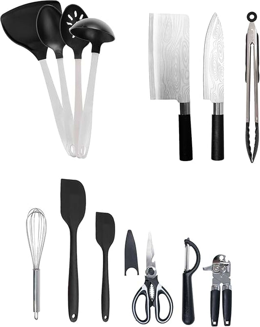 18-Piece Wooden Kitchen Utensils Set with Holder