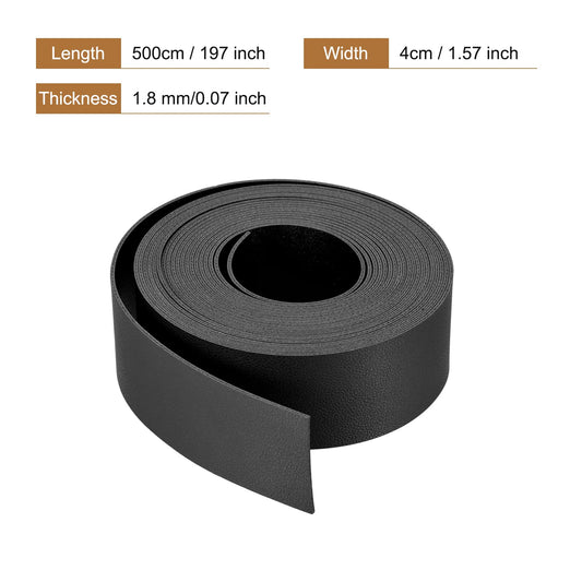 Black Double-Sided Leather Strap 197" x 1.57"