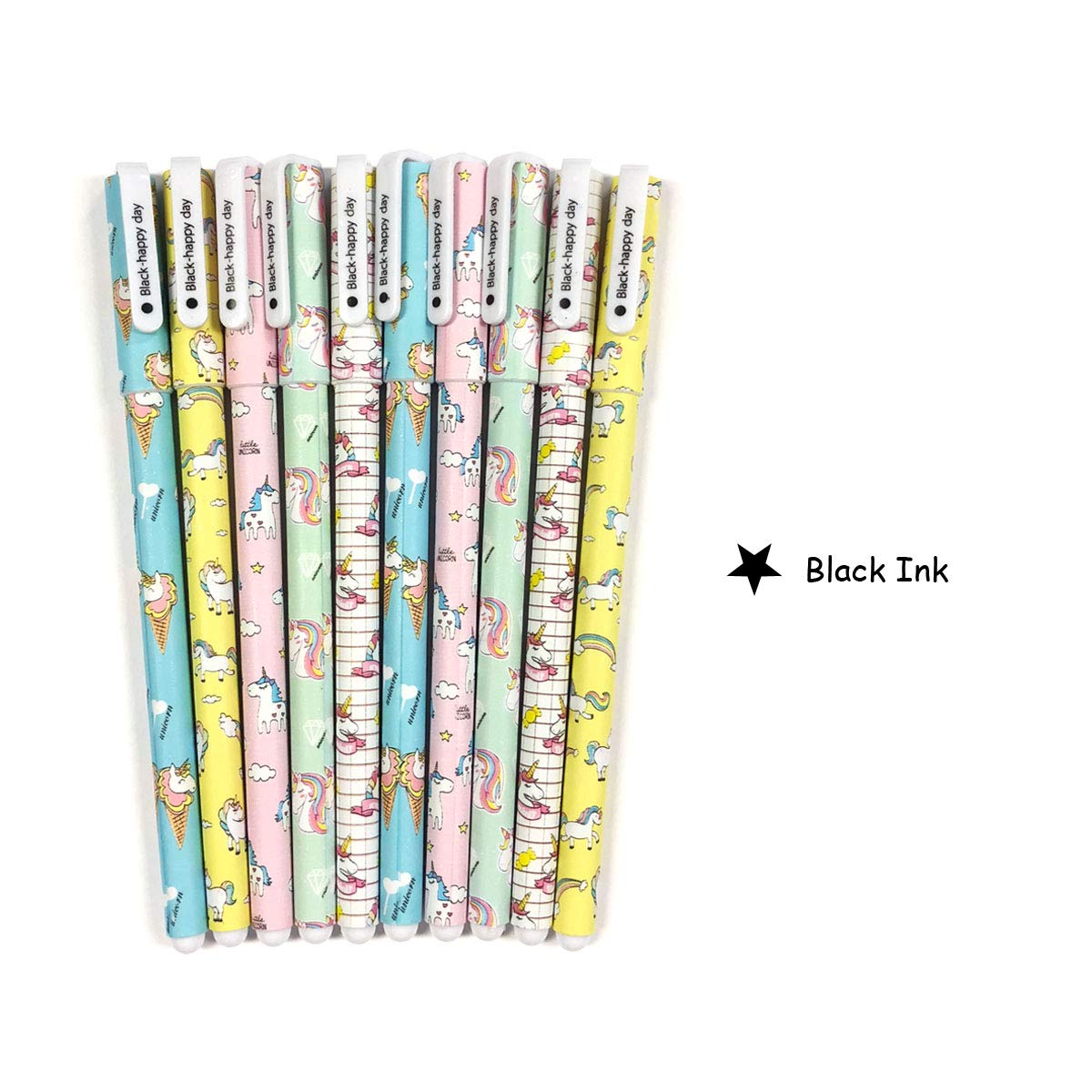 Set of 10 Unicorn Flamingo Gel Ink Pens with Fine Point