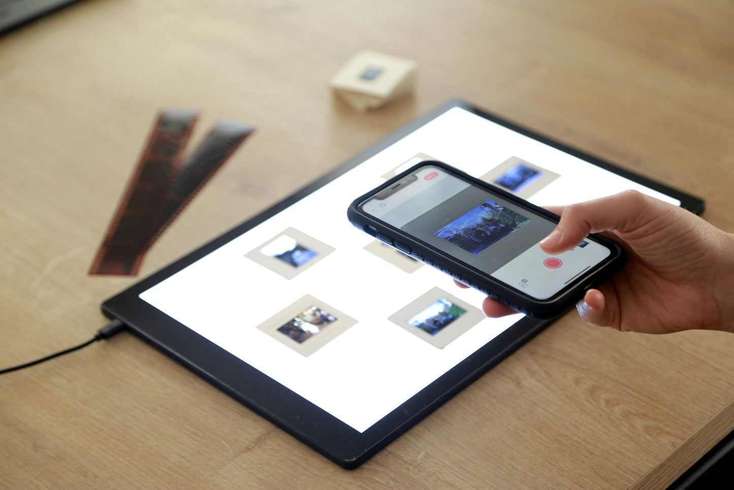 Light Pad Backlight Hands-Free Ultra-Thin Ultimate Brightness for Supporting Photo Slides and Film Negative Scanning (Includes USB Adapter) - Black (Small)
